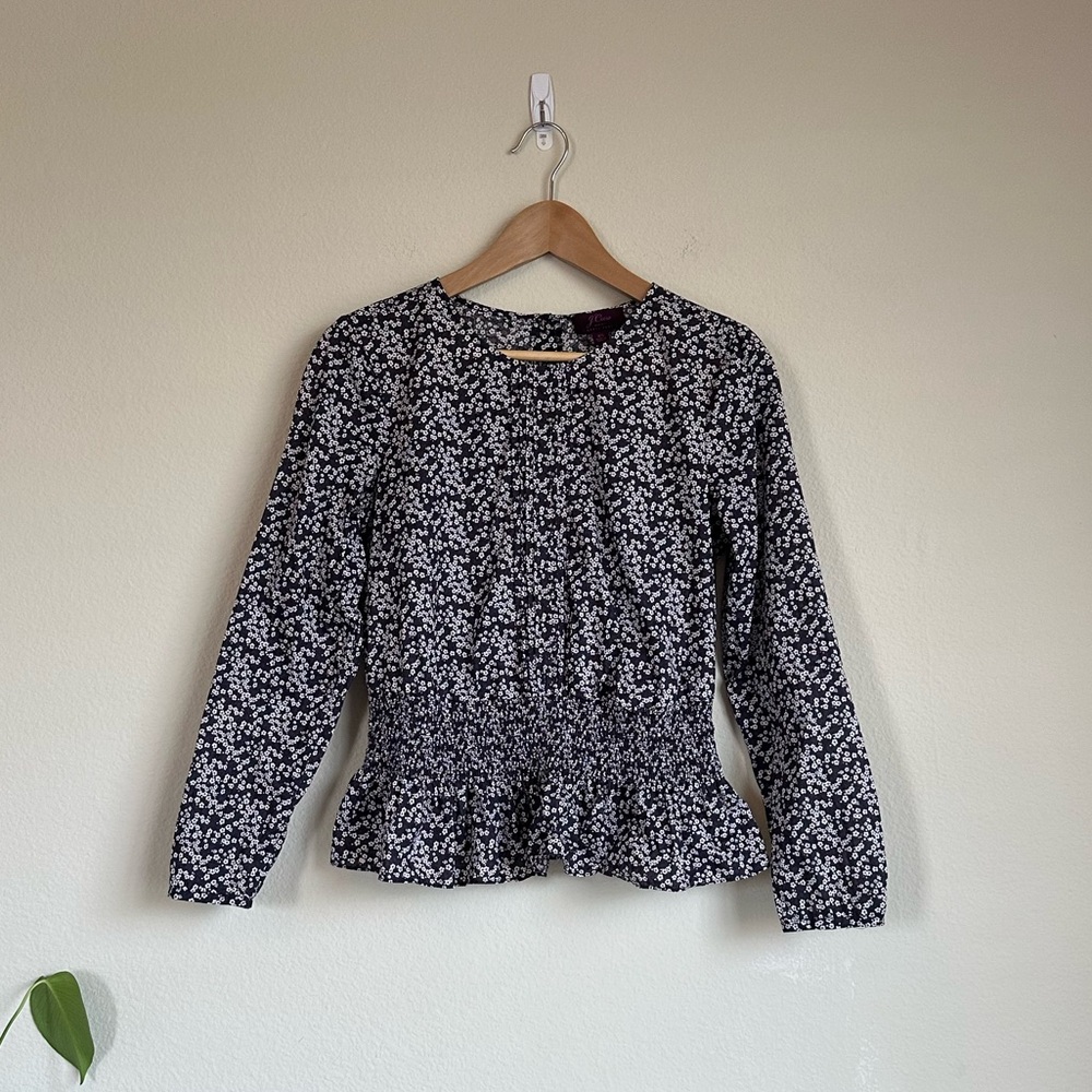 J. Crew Liberty London Smocked Cotton Blouse